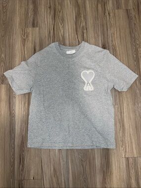 Ami Alexandre Mattiussi Gray Heart Logo T-Shirt